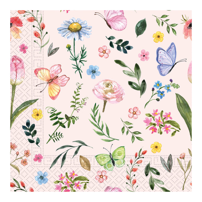 Dreilagige Papierservietten Dreilagige Papierservietten 33X33Cm Rosa Schmetterling 20Stück