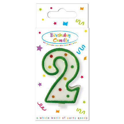 Geburtstagskerzen Dots Ziffernkerze Nr. 2 in Fsc Papierbox 1St