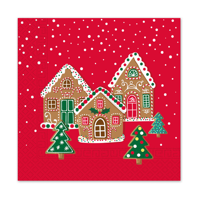 Dreilagige Papierservietten Dreilagige Papierservietten 33X33Cm Süße Ingwerhäuser 20Stück
