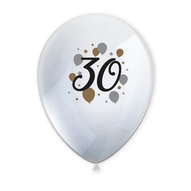 Milestone Happy Birthday Bedruckte Latex Ballons"30" 6St