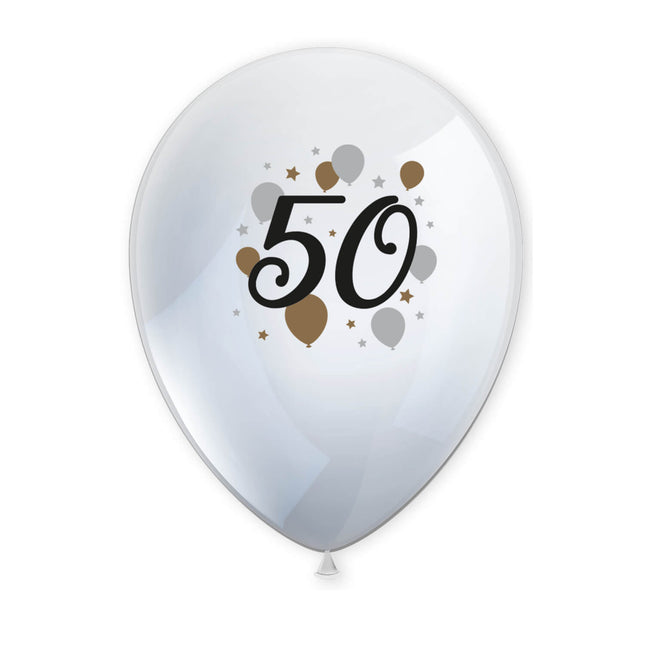 Milestone Happy Birthday Bedruckte Latex Ballons"50" 6St