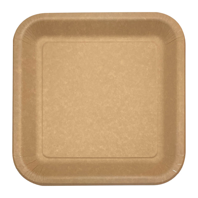 Kraftpapierprodukte Fsc Kraft Quadratische Pappteller 23X23Cm Industriell kompostierbar Zertifiziert 10St