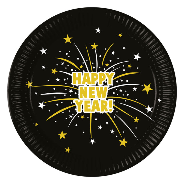 Midnight Happy New Years Flares Fsc Paper Plates Next Generation Large 23Cm 8St