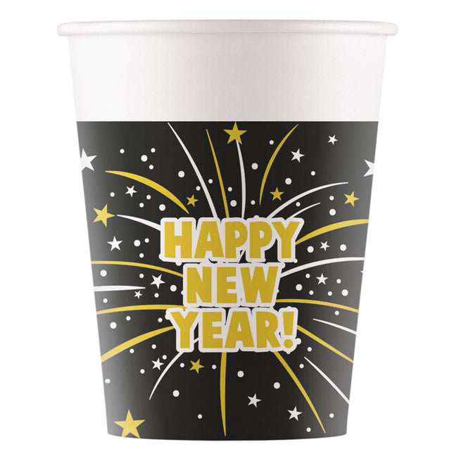 Midnight Happy New Years Flares Fsc Pappbecher 200Ml (Wm) 8St