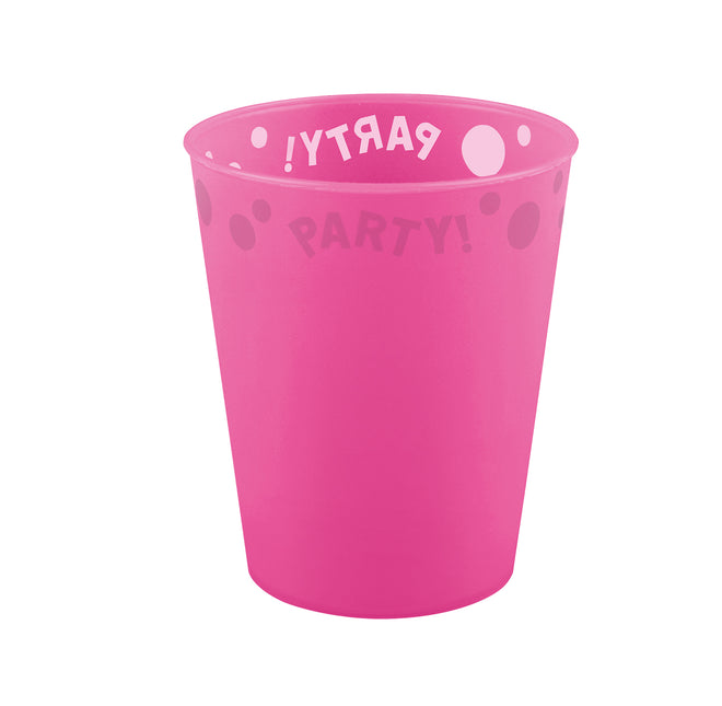 Party Wiederverwendbare fluoreszierende Produkte Party Wiederverwendbare halbtransparente Tasse 250Ml Fluo Fucshia 1St