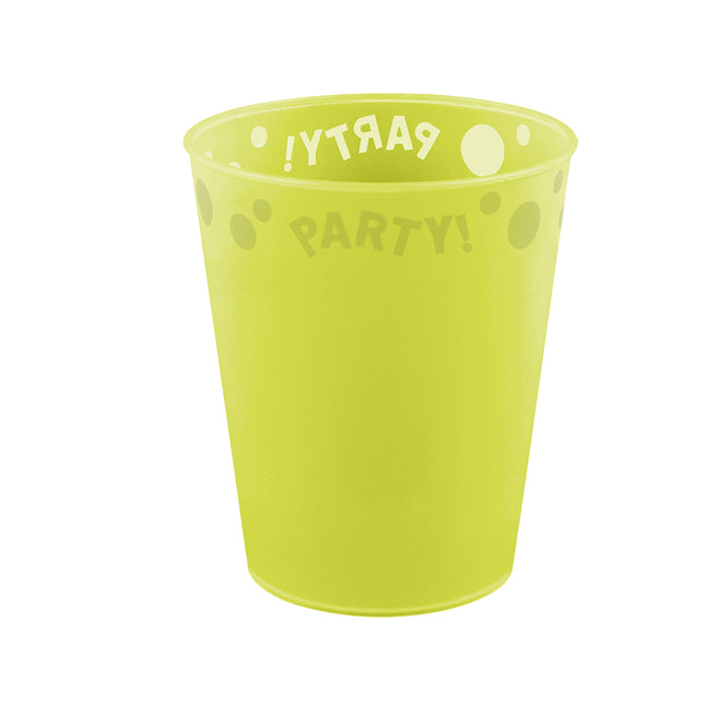 Party Wiederverwendbare fluoreszierende Produkte Party Wiederverwendbare halbtransparente Tasse 250Ml Fluo Gelb 1St
