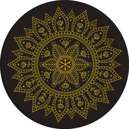 Everyday Designs Mandala Black & Gold Fsc Paper Plates Next Generation Large 23Cm (Deep Mould) 8St