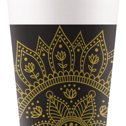 Schwarzer Goldbecher Mandala 200ml 8 Stk