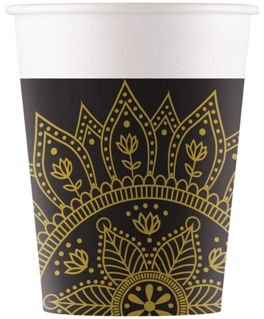 Everyday Designs Mandala Schwarz & Gold Fsc Pappbecher 200Ml (Wm) 8St