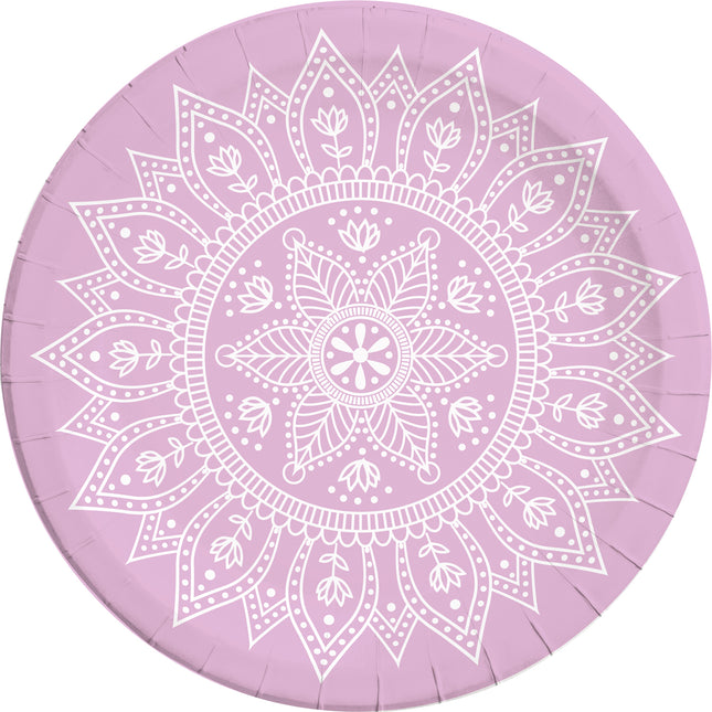 Everyday Designs Mandala Purple & White Fsc Paper Plates Next Generation Large 23Cm (Deep Mould) 8St