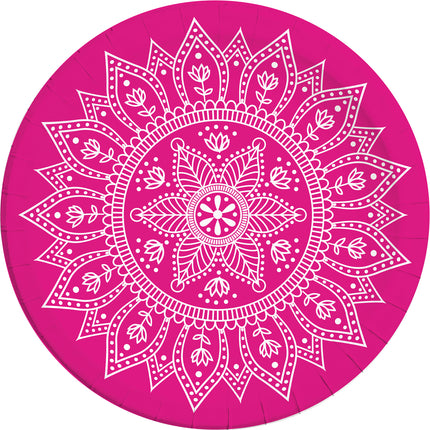 Everyday Designs Mandala Fuchsia & White Fsc Paper Plates Next Generation Large 23Cm (Deep Mould) 8St