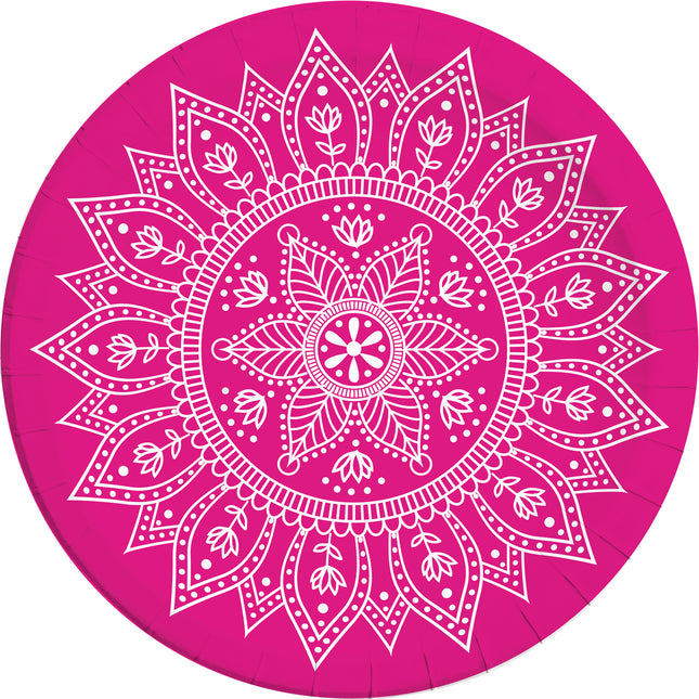 Everyday Designs Mandala Fuchsia & White Fsc Paper Plates Next Generation Large 23Cm (Deep Mould) 8St