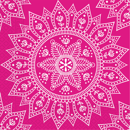 Everyday Designs Mandala Fuchsia & White Fsc Three Ply Paper Servietten 33X33Cm 20St.