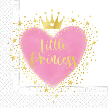 Herzservietten Kleine Prinzessin 33cm 20Stück