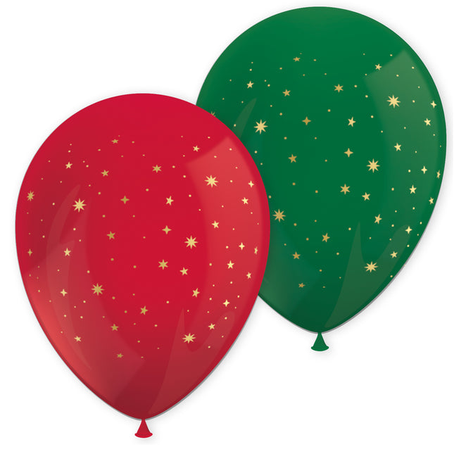 Weihnachtlicher Stechpalmenkranz bedruckte Latex-Ballons (3 Grüne & 3 Rote) 6St