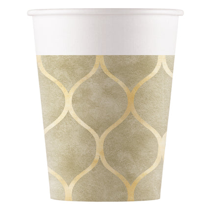 Gold Weiß Becher 200ml 8Stk