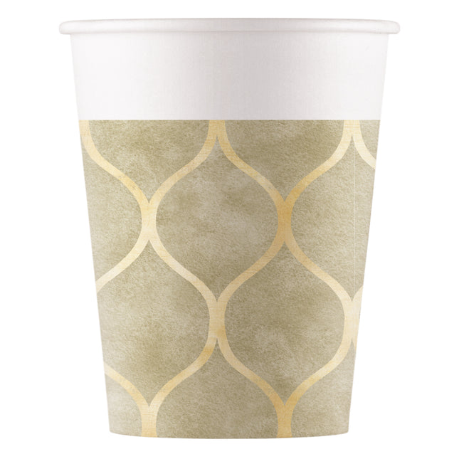 Gold Weiß Becher 200ml 8Stk