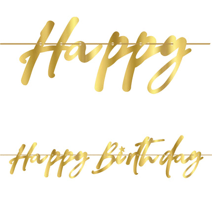 Party Essentials Fsc Papier Girlande "Happy Birthday" In Metallic Gold Farbe 1St