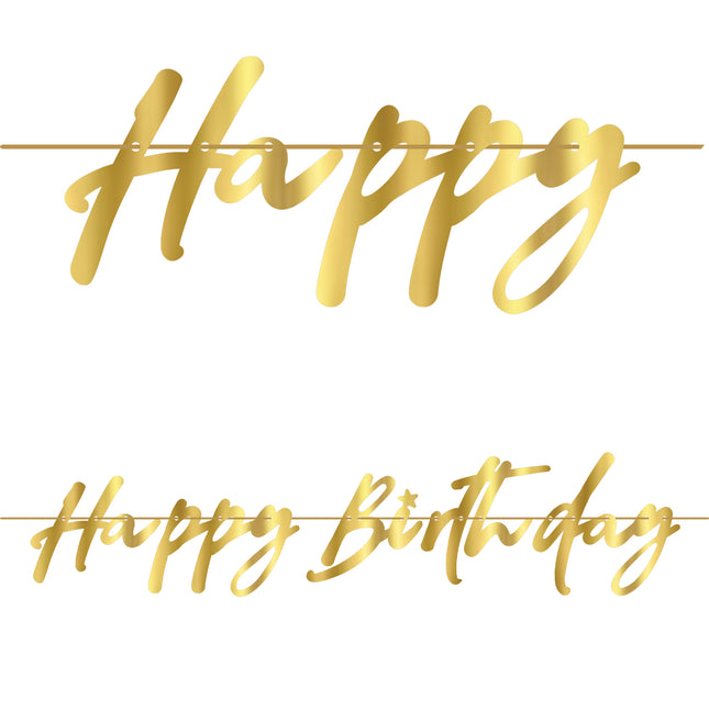 Party Essentials Fsc Papier Girlande "Happy Birthday" In Metallic Gold Farbe 1St