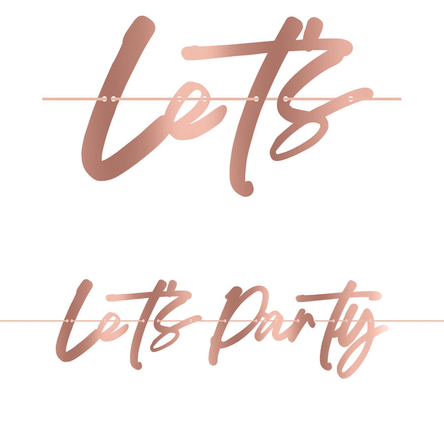 Rose Gold Party Fsc Papiergirlande "Let's Party" In Metallic Rose Gold Farbe 1St