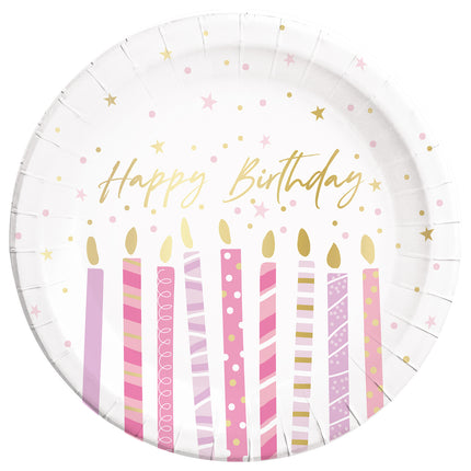 Happy Birthday Teller Kerzen 23cm 8Stück