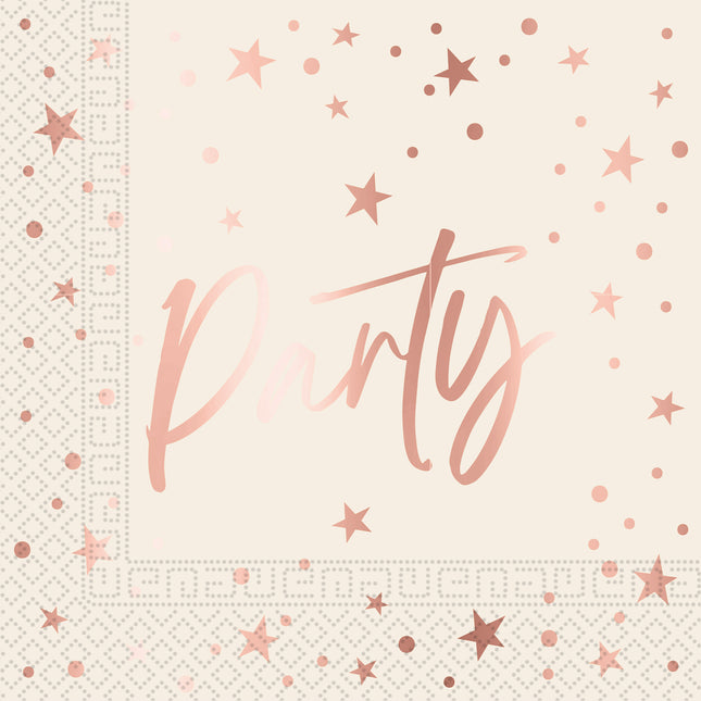 Rose Gold Party Fsc Zwei Lagen Papier Servietten 33X33Cm 20St