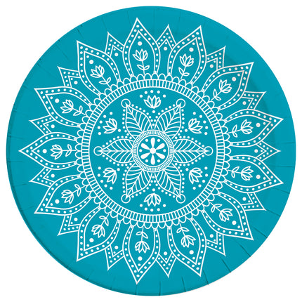 Everyday Designs Mandala Petrol & White Fsc Paper Plates Next Generation Large 23Cm (Deep Mould) 8St