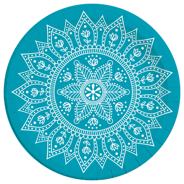 Everyday Designs Mandala Petrol & White Fsc Paper Plates Next Generation Large 23Cm (Deep Mould) 8St