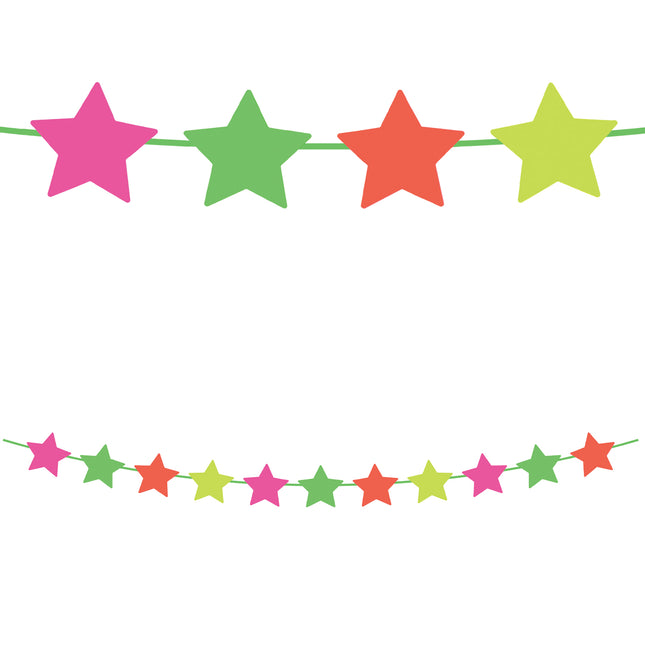 Fluoreszierende Papiergirlanden Fsc Paper Star Garland In Fluo Colors 1St