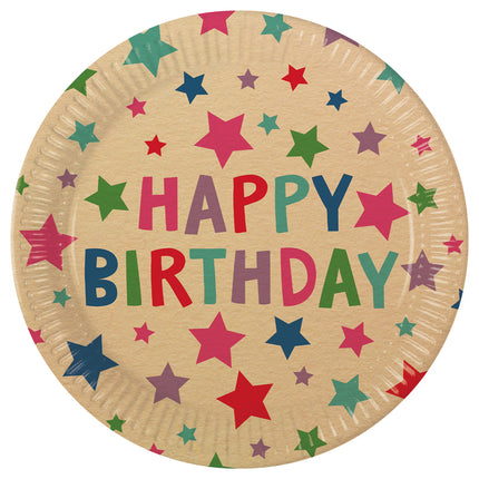 Happy Birthday Teller Kraftpapier 23cm 8Stück