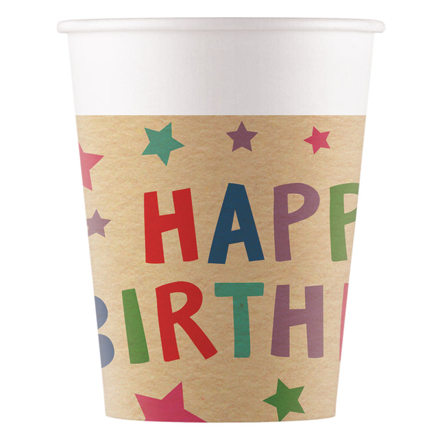 Kraft Happy Birthday With Stars Fsc Pappbecher 200Ml (Wm) 8St
