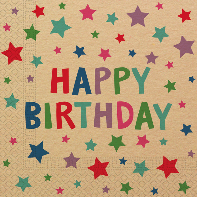 Kraft Alles Gute zum Geburtstag mit Sternen Fsc zwei Lagen Papier Servietten 33X33Cm 20St