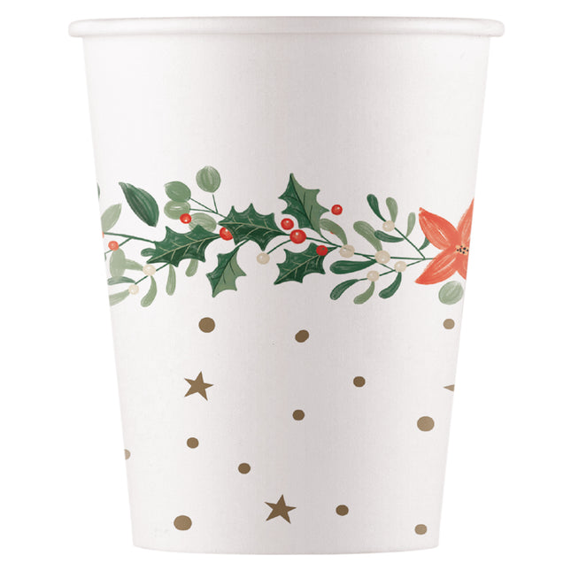 Christmas Holly Wreath Fsc Paper Cups 200Ml (Wm) 8St