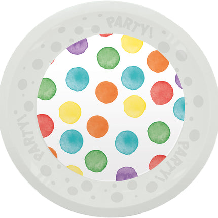Mehrfarbige Water Dots Party Mehrweg-Teller 21Cm 4St