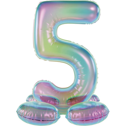 5 Jahreszahl Ballon Standard Holographisch Leer 72cm