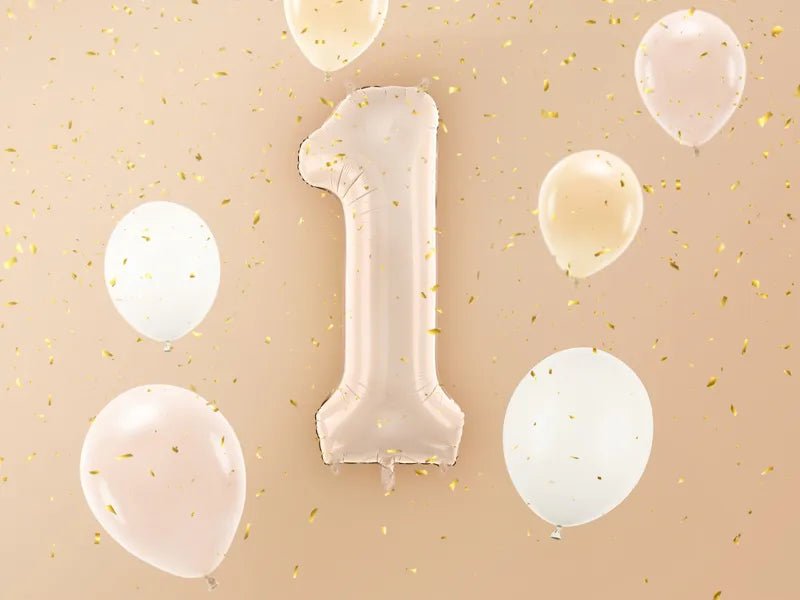 1 Jaar Cijfer Ballon Beige 72cm van Partydeco koop je bij Partywinkel