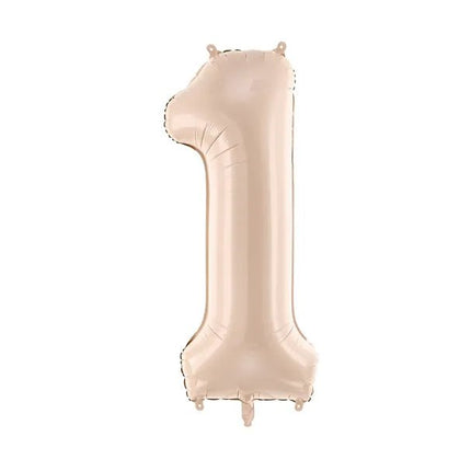 1 Jaar Cijfer Ballon Beige 72cm van Partydeco koop je bij Partywinkel