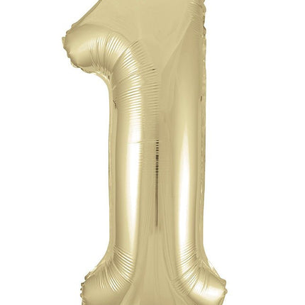 1 Jaar Cijfer Ballon Goud Glans Leeg 86cm van Unique koop je bij Partywinkel