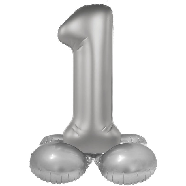 1 Jaar Cijfer Ballon Zilver 72cm van Folat koop je bij Partywinkel