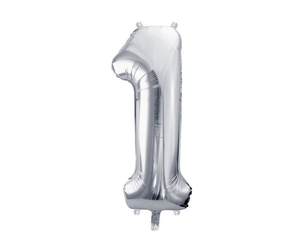 1 Jahr Figur Ballon Silber Leer 72cm