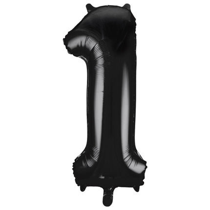 1 Jaar Cijfer Ballon Zwart Leeg 86cm van Unique koop je bij Partywinkel