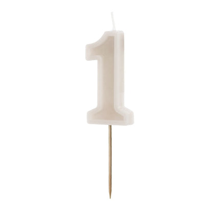 1 Jaar Kaars Beige 10cm van Partydeco koop je bij Partywinkel