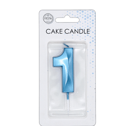 1 Jaar Kaars Blauw Metallic 6cm van WeFiesta koop je bij Partywinkel