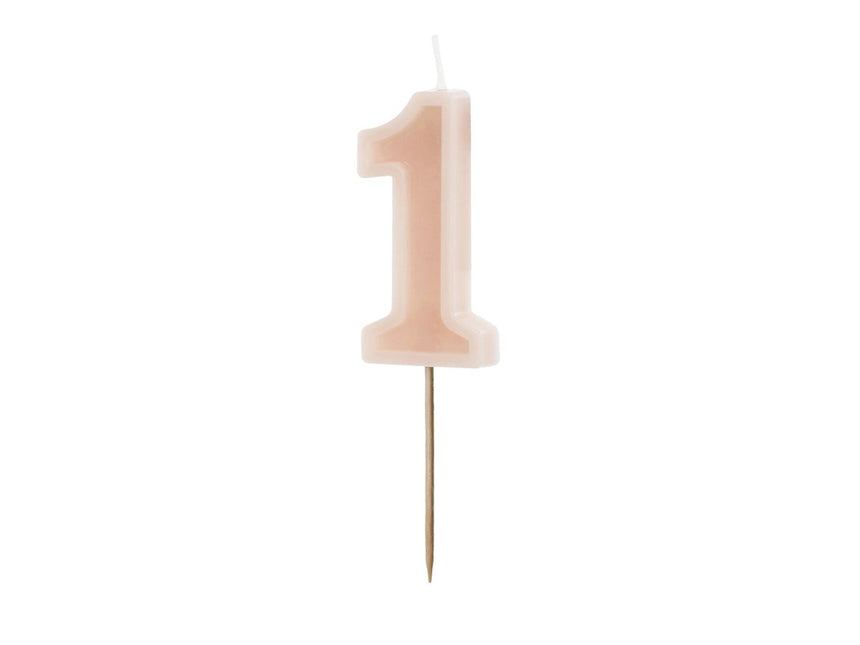 1 Jaar Kaars Lichtroze 10cm van Partydeco koop je bij Partywinkel