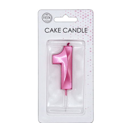 1 Jaar Kaars Roze Metallic 6cm van WeFiesta koop je bij Partywinkel
