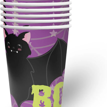 Halloween-Becher, lila, „Boo“, 250 ml, 8 Stück