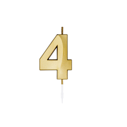 4-Jahres-Kerze, Gold-Metallic, 6 cm