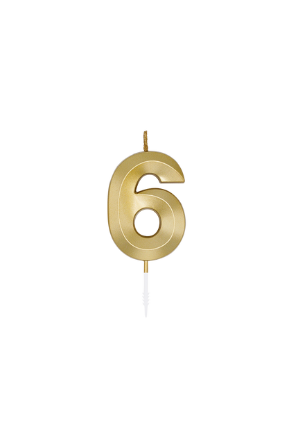 6-Jahres-Kerze, Gold-Metallic, 6 cm