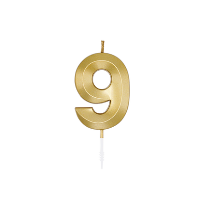 9-Jahres-Kerze, Gold-Metallic, 6 cm
