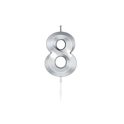 8-Jahres-Kerze, Silber-Metallic, 6 cm